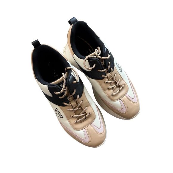 Guess Womens Tan Black Lace Up Chunky Platform Athletic Sneakers Size 9.5 - Picture 1 of 10